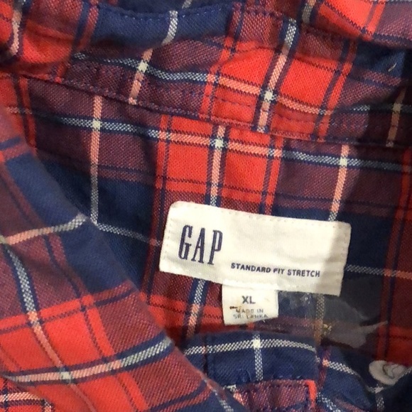 GAP Red & Blue Plaid Short Sleeve Button Down Shirt Sz XL - Picture 4 of 5